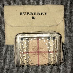 Burberry Haymarket Gold Woven Leather Wallet